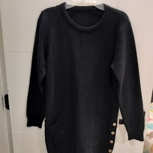Black Sweater with Button Detail